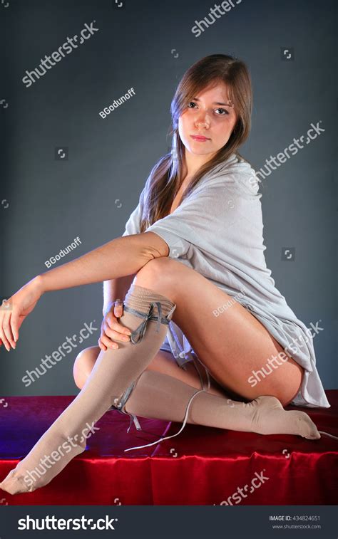 Beautiful Sexy Blonde Girl Knee Socks Stock Photo Shutterstock