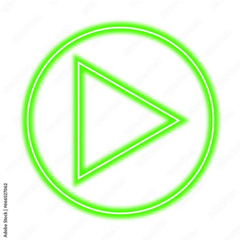 Neon Green Play Button On Transparent Background Stock Illustration