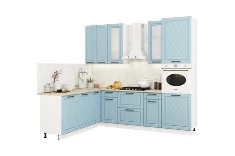 Кухня угловая Барселона 2.0 на 2.6 м голубой тик купить в Санкт ...
