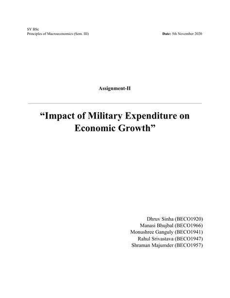 impact  military expenditure  economic growth