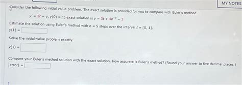 Solved My Notesconsider The Following Initial Value Problem