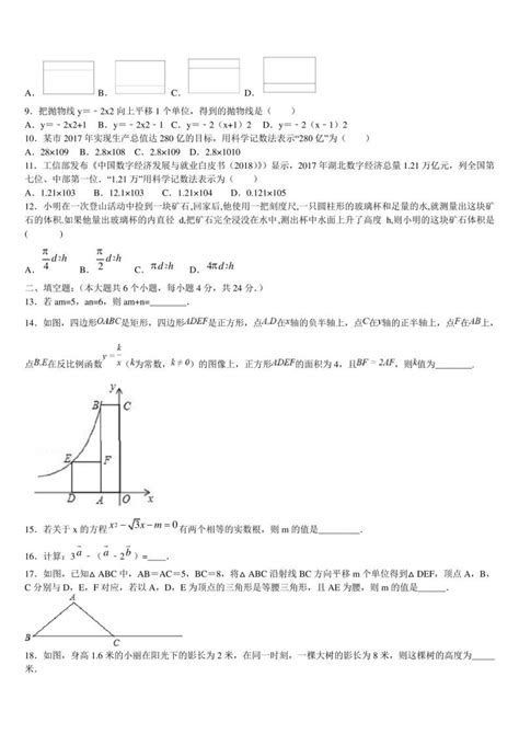 福建省泉州市南安市达标名校2022 2023学年中考数学全真模拟试题含解析 教习网试卷下载