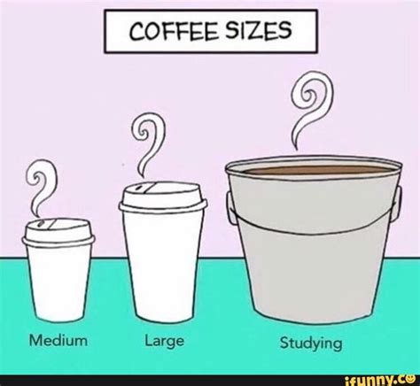 COFFEE SIZES - iFunny | Monday humor, Studying memes, Student memes