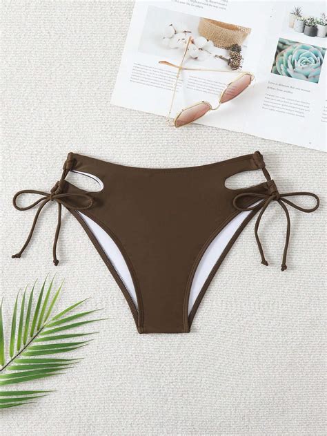 Shein Swim Fondo Bikini Estivo A Tinta Unita Con Scavi Shein Italia