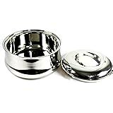 Double Wall Stainless Steel Insulated Hot Pot Food Warmer Serving Dish Lided Casserole Round