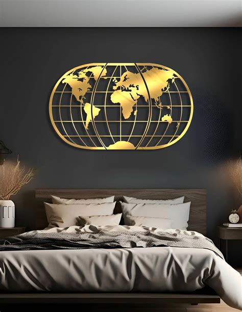 Vinoxo Metal World Map Wall Art Hanging Decor