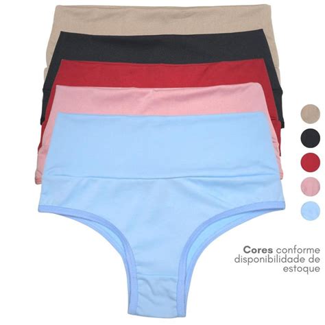 Kit Calcinha Viére Lingerie Cós Alto Duplo 5 unidades Feminino Centauro