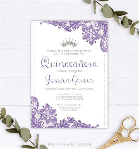 Quinceanera Invitation Princess Quincea Era Invitation Etsy Fillable