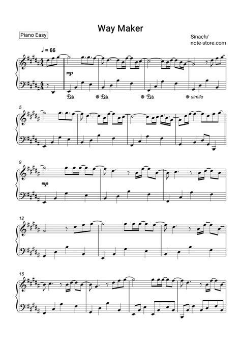 Sinach - Way Maker sheet music for piano download | Piano.Easy SKU ...