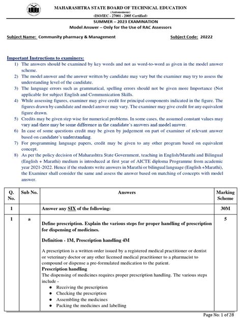 Important Instructions To Examiners:: Maharashtra State Board of