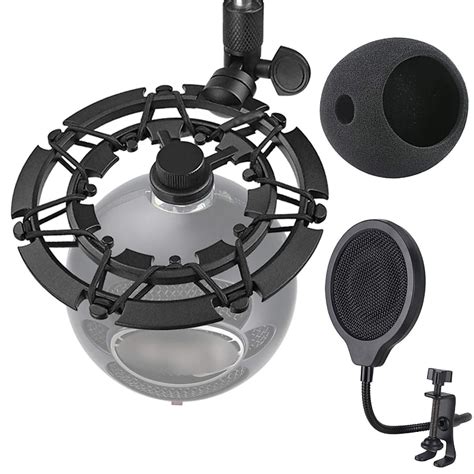 Blue Snowball Mic Stand With Pop Filter And Foam Cover | Reverb