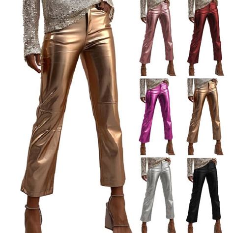 Женские брюки Slim Fit с глянцевой гладкой поверхностью из ...