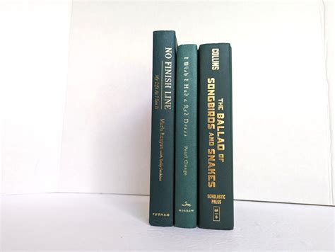 dark green books  gold foil lettering set   books home