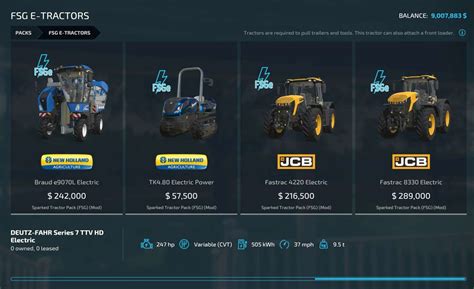 electric tractor pack  fs mod farming simulator  mod