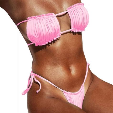 Str J K Pielowy Dwucz Ciowy Sexy Bikini Brazylijskie Marszczona Opaska M Snm Moda Sklep