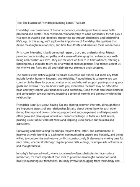 Friendship | PDF | Friendship | Interpersonal Relationships 