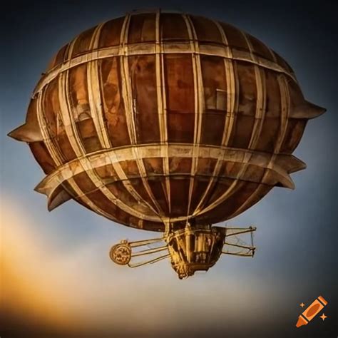 Steampunk Airship Soaring In The Sky On Craiyon