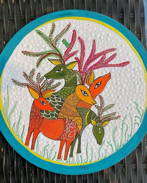 Deer In Gond Art Form Gond Painting Handmade Paper Art Madhubani