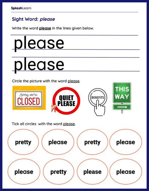 Sight Words Worksheets For Kindergarteners Online Splashlearn Page 2