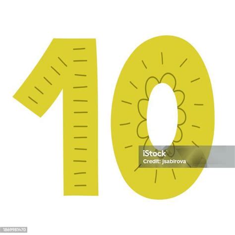doodle number ten symbol  kids leaning numbers  preschool stock
