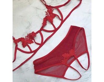 Ouvert Panties Open Cup Bra And Open Panties See Through Lingerie