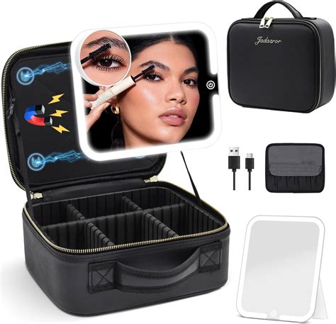 Makeup Bag With Magnetic Detachable Lighted Mirror 360