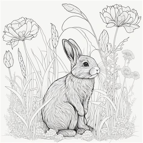 Realistic Rabbit Coloring Pages