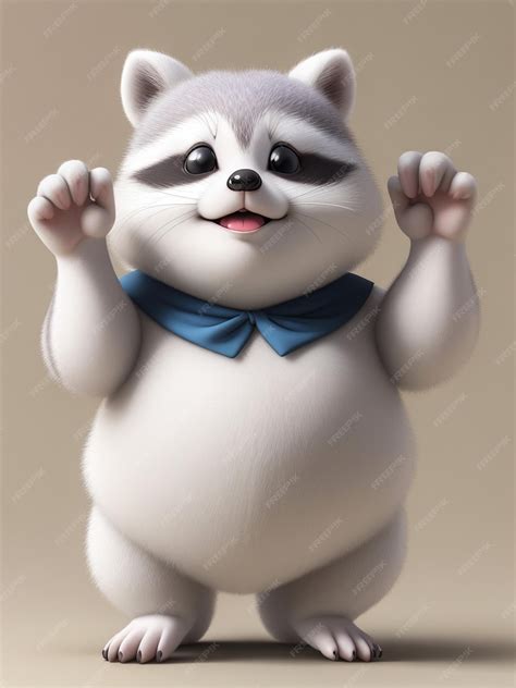 Premium AI Image | fat baby white raccoon cartoon cute full body