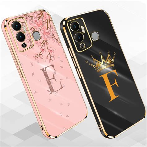 Infinix Hot Play Case Plating Gold Edge Crown Letter Phone Case For Infinix Hot Play X