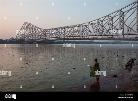 howrah bridge sunset  res stock photography  images alamy