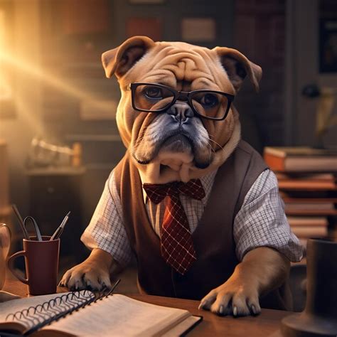 premium photo teacher dog anthropomorphic photo