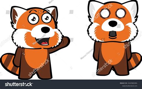 Red Panda Cartoon Expressions Pack Illustration Stock Vector Royalty