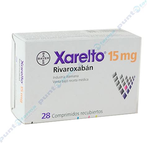 Xarelto 15 mg Rivaroxabán Caja de 28 comprimidos recubiertos Punto