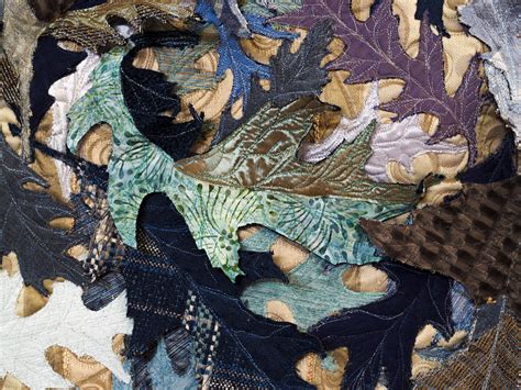 Quercus Falling Leaves I: Frosted Shumard Oak Leaves | SAQA - Studio