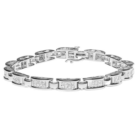 14k White Gold 3 0 Carat Princess Cut Diamond Link And Buckle Tennis