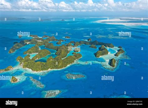 Aerial View Islands And Coral Reefs Of Palau Micronesia Pacific