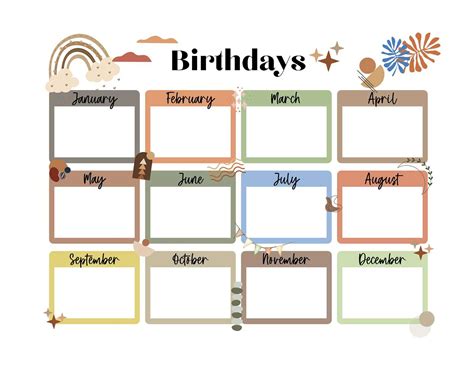Free Birthday Month Calendar Template For Easy Celebration Planning