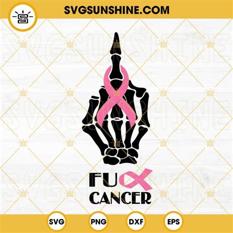 Fuck Cancer SVG Breast Cancer SVG Skeleton Middle Finger SVG Funny Cancer Awareness Pink