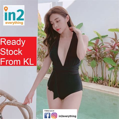 Woman Swimming Suit Korean Swimwear Black Bikini Monobikini Sexy Instaworthy Beachwear Backless
