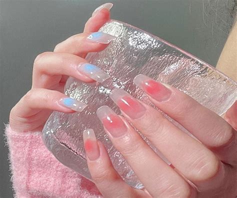 Pcs Box Middle Length Ballet Nude Pink Color False Nails With Design With Heart Pattern