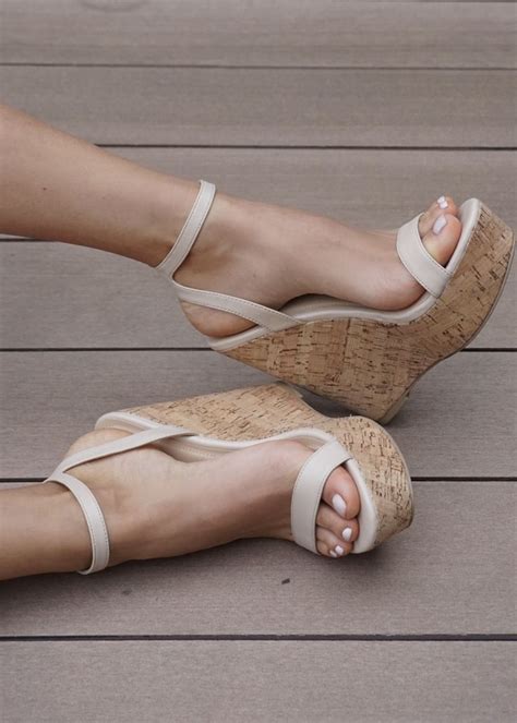 Amora Nude Cork Wedge US EURO Nude Wedges Cute Shoes Heels