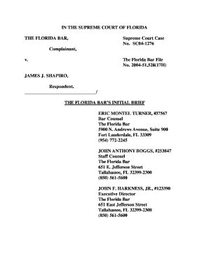 Fillable Online Floridasupremecourt The Florida Bars Initial Brief