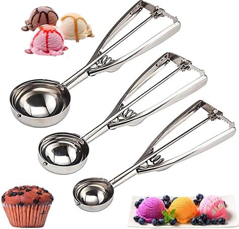 Amazon Ice Cream Scoop 3Pcs Cookie Scoop Set Stainless Steel