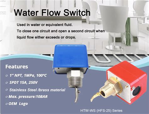 Red switch water flow sensor paddle thermal flow switch hfs 25