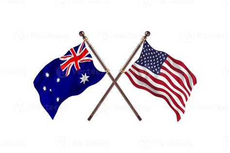 Australia versus United State Of America Two Country Flags 13985132
