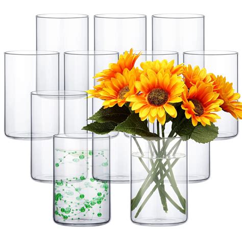 Sieral 12 Pack Glass Cylinder Vases Clear Flower Vase Tall Floating