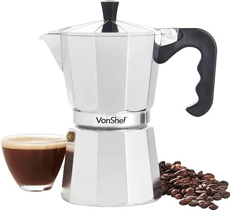 VonShef Stovetop Coffee Maker 6 Cup Aluminium Italian Espresso Maker