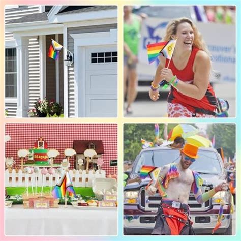 50 Pack Small New Intersex Progress Pride Rainbow Gay Stick Flag Mini