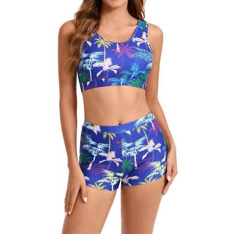 Hipattires Athletic Swimsuits Women Graphic Blue Piece Bikini Sets Swimwear Comfy Plus Size