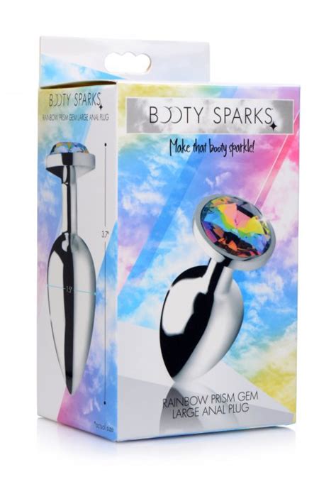 Rainbow Prism Gem Anal Plug Large Ass Butt Play Metal Booty Sparks Aluminium AG375 Large Free